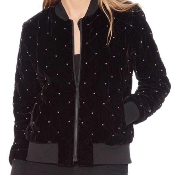 Parker Meredith Velvet Bomber Jacket With Rhinestones - Picture 11 of 11
